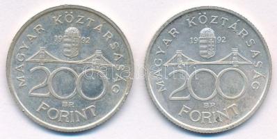 1992. 200Ft "MNB" Ag (2x) T:AU Adamo F13