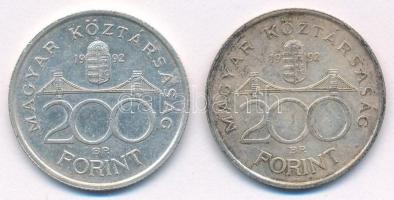 1992. 200Ft "MNB" Ag (2x) T:AU,XF patina Adamo F13