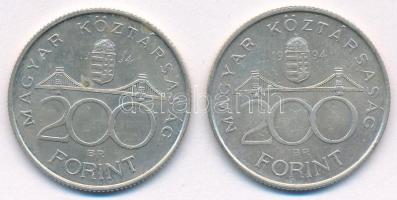 1994. 200Ft Ag "Deák" (2x) T:AU,XF patina Adamo F13.1