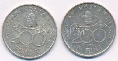 1994. 200Ft Ag "Deák" (2x) T:XF patina Adamo F13.1