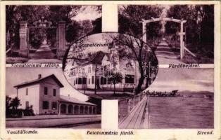 1934 Balatonmáriafürdő, Szanatórium, sétány, fürdőbejárat, strand, vasútállomás (fl)