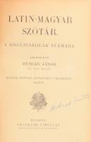 Latin-magyar szótár a középiskolák számára. Szerk.: Burián János. Bp., é.n., Franklin Társulat. Második javított, lényegében változatlan kiadás. Kiadói kopott egészvászon-kötés, sérült gerinccel, kissé laza kötéssel, laza címlapon kisebb sérüléssel és Úrhegyi Emilia névbejegyzéssel.