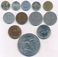12db-os vegyes fémpénz tétel klf országokból, közte Amerikai Egyesült Államok, Lengyelország, Románi...