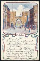 1900 Kézdi-Kovács László (1864-1942) festőművész, műkritikus személyes hangvételű autográf sorai müncheni képeslapon