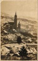 1936 Körmöcbánya, Kremnitz, Kremnica; vártemplom télen / castle church in winter. Phot. At. Ivanovich photo (EK)