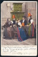 1900 Kézdi-Kovács László (1864-1942) festőművész, műkritikus személyes hangvételű autográf sorai családjának képeslapon