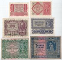 Ausztria 1922. 1K-1000K (6xklf) T:AU-F szép papír Austria 1922. 1 Krone-1000 Kronen (6xdiff) C:AU-F nice paper