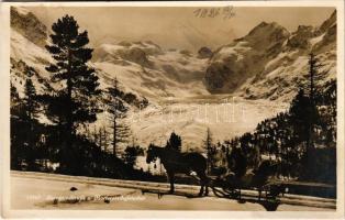 Bernina-Strasse, Morteratgletscher / horse sled in winter (Rb)