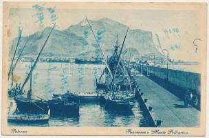 1929 Palermo, Panorama e Monte Pellegrino / general view, harbour. B. G. P. 0525 (wet damage)