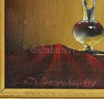 Olvashatatlan cirill betűs jelzéssel, feltehetően szovjet festő: Csendélet pillangóval, 1989. Olaj, ...