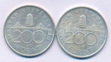 1993. 200Ft Ag "MNB" (2x) T:AU,XF patina
Adamo F13