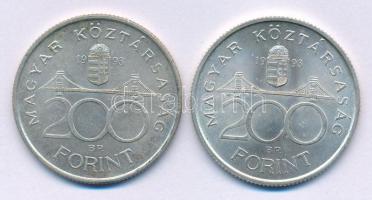 1993. 200Ft Ag "MNB" (2x) T:AU,XF patina
Adamo F13
