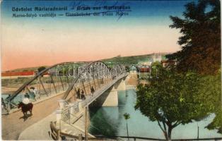 1913 Máriaradna, Mária-Radna, Radna (Lippa, Lipova); Maros folyó vashídja / Eisenbrücke der Fluss Maros / iron bridge over Mures river