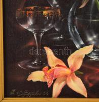 Olvashatatlan cirill betűs jelzéssel, feltehetően szovjet festő: Csendélet virággal és karaffával, 1...