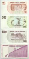 Zimbabwe 2007. 20$ + 500$ + 1000$ + 2008. 5.000.000.000$ névértékekről szóló speciális agro-csekk T:...