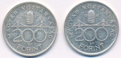 1992. 200Ft Ag "MNB" (2x) T:AU Adamo F13