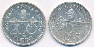 1992. 200Ft Ag "MNB" (2x) T:AU,XF Adamo F13