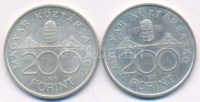 1993. 200Ft Ag "MNB" (2x) T:AU,XF Adamo F13