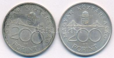 1993. 200Ft Ag "MNB" (2x) T:AU patina Adamo F13