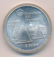 Kanada 1973. 5$ Ag &quot;Montreali Olimpia - Kingston vitorlás&quot; T:UNC  Canada 1973. 5 Dollars Ag &quot;Montreal Olympic Games - Kingston and Sailboats&quot; C:UNC  Krause KM#84