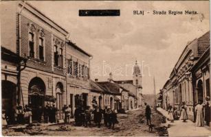 Balázsfalva, Blasendorf, Blaj; Strada Regina Maria / street, shops / Templom utca, Schuller Lajos üzlete. Vasúti levelezőlapárusítás 136. (EK)