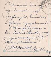 1916 Kézdi-Kovács László (1864-1942) festőművész, műkritikus személyes hangvételű autográf sorai kép...