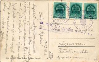 1940 Naszód, Nasaud; Fő tér, templom. Stern Regina kiadása, Magyar Királyi Naszód Városi katonai Par...