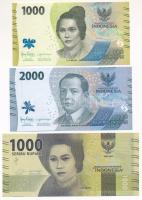 Indonézia 2016. 1000R + 2022. 1000R + 2000R T:UNC Indonesia 2016. 1000 Rupiah + 2022. 1000 Rupiah + 2000 Rupiah C:UNC Krause P#154, P#162, P#163