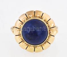 Arany (Au) 14K gyűrű lápisz lazulival, jelzett, méret: 57, bruttó: 4,9 g