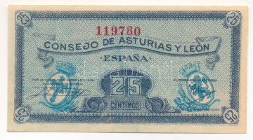 Spanyolország / Polgárháború / Asturia és León DN (1937) 25c T:AU Spain / Civil War / Asturias y León ND (1937) 25 Centimos C:AU Krause P#S601