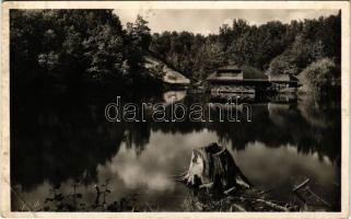 1943 Szovátafürdő, Baile Sovata; Medve-tó. Körtesi Károly fényképész felvétele és kiadása / Lacul Ursu / lake (EB)