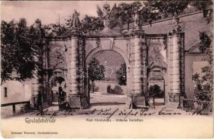 1906 Gyulafehérvár, Alba Iulia; Alsó Károly-kapu. Schäser Ferenc kiadása / Unteres Karlsthor / castle gate (EM)