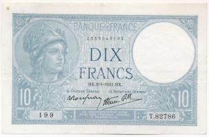 Franciaország 1941. 10Fr T:F szép papír France 1941. 10 Francs C:F nice paper