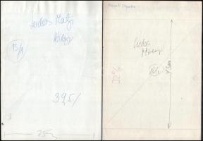 Rau Tibor (1934-2009), 2 db karikatúra: "Gondoskodás" és "Szükséghely". Tus, pap...