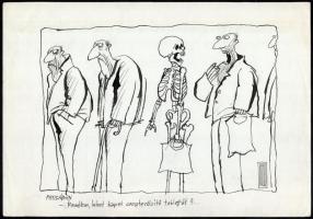 Rau Tibor (1934-2009), 2 db karikatúra: "Halszakértő" és "Patikában". Tus, papír...