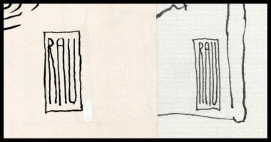 Rau Tibor (1934-2009), 2 db karikatúra: "Halszakértő" és "Patikában". Tus, papír...