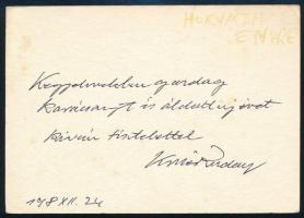 1948 Dr. Krier Rudolf ex librise, hátoldalán autográf aláírásával és karácsonyi-újévi üdvözlő soraiv...