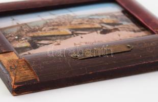 cc 1900 Pola az osztrák-magyar haditengerészet hadihajói a kikötőben, gyöngyház bevonatú fotó kissé ...