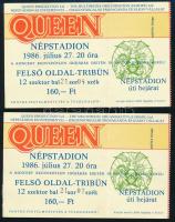 1986 Bp., a Népstadionban rendezett Queen koncert 2 db belépőjegye