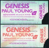 1987 Bp., a Népstadionban rendezett Genesis - Paul Young koncert 2 db belépőjegye