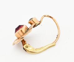 14K arany (Au) fülbevaló pár, arany, kövekkel ékítve, 1,5g, 2 cm