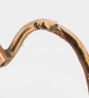 14K arany (Au) fülbevaló pár, arany, kövekkel ékítve, 1,5g, 2 cm