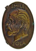 Beck Ö. Fülöp (1873-1945) DN &quot;Emile Zola&quot; bronz lemezplakett (57x40mm) T:XF patina, a hátsó négy pántból egy letört