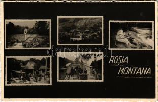 Verespatak, Goldbach, Rosia Montana; aranybánya, aranymosás, iparvasút, bányavasút, vonat. Ioan Tengher kiadása / gold mine, gold washer, industrial railway, train