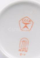 Szovjet teás készlet, sárga virágmintával díszítve, jelzett, teljes