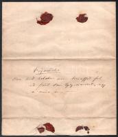 cca 1870 (nemes boronkai) Boronkay Farkas végrendelete, másfél kézzel beírt oldal, sérült viaszpecsé...