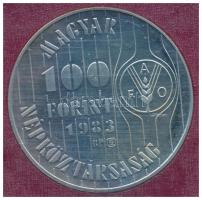 1983. 100Ft Cu-Ni "FAO - Több gabonát a világnak" műbőr tokban, tanúsítvánnyal T:AU (eredetileg PP) a műanyag keret repedt Adamo EM72