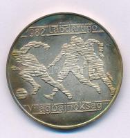 1981. 500Ft Ag "Labdarúgó Világbajnokság 1982" fekete műbőr tokban T:UNC patina Adamo EM64