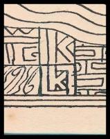 Kozma Lajos (1884-1948): Kalapáccsal. Cinkográfia, papír, jelzett a cinkográfián, paszpartuban, folt...