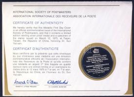 Kína 1975. "Sun Yat-sen" a Postamesterek gondozásában kiadott Ag emlékérem 20g érmés, bély...